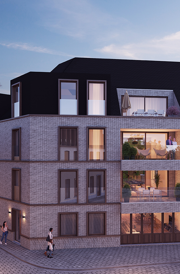 Rvs Bouwgroep De Passerelle 2023 Nieuwbouw Wetteren Voorgevel Avond Portret